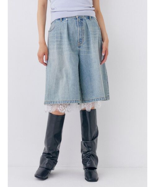 Ungrid（アングリッド）の「シンチバックデザインハーフパンツ（デニムパンツ・レディース・ベージュ/ブルー・MEDIUM/SMALL）」の21枚目の写真