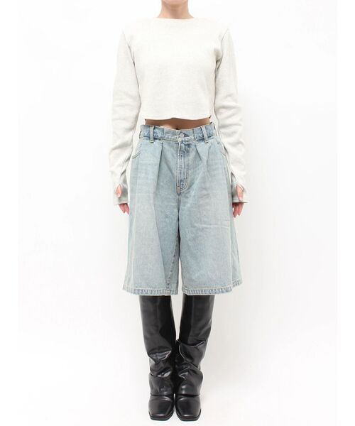 Ungrid（アングリッド）の「シンチバックデザインハーフパンツ（デニムパンツ・レディース・ベージュ/ブルー・MEDIUM/SMALL）」の7枚目の写真