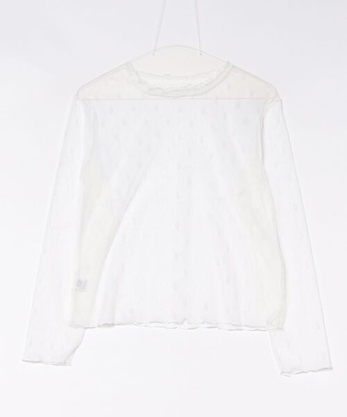 aimoha(アイモハ)の「小花柄レースメッシュ半ハイネック長袖Tシャツ レディース UV対策 シアーインナー 重ね着トップス(Tシャツ/カットソー・レディース・ブラック/ホワイト・M)」の2枚目の写真
