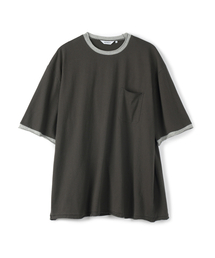 リンガーローエッジポケットTシャツチャコール