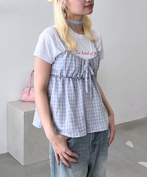 mul.(ムル)の「チェック柄キャミワンピース(キャミソール・レディース・ブルー/ブラック・FREE)」の2枚目の写真