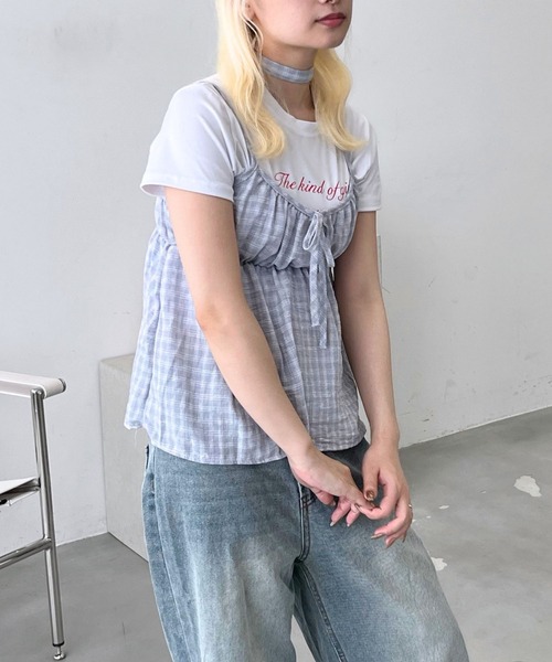 mul.(ムル)の「チェック柄キャミワンピース(キャミソール・レディース・ブルー/ブラック・FREE)」の9枚目の写真