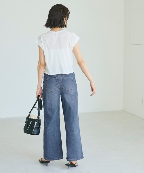 coca(coca)(コカ)の「【伊藤千晃様着用】\接触冷感・通気性/ ストレッチサマーデニムワイドパンツ(デニムパンツ・レディース・ブルー/ライトブルー・S/M/L)」の17枚目の写真