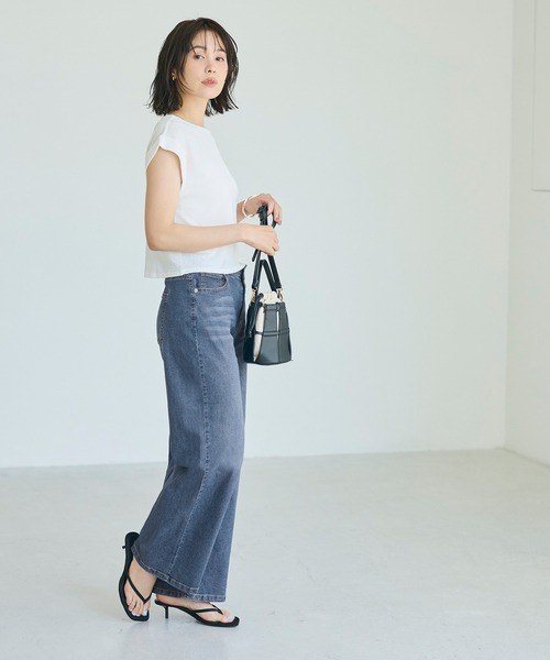 coca(coca)(コカ)の「【伊藤千晃様着用】\接触冷感・通気性/ ストレッチサマーデニムワイドパンツ(デニムパンツ・レディース・ブルー/ライトブルー・S/M/L)」の19枚目の写真
