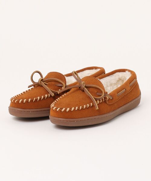 Minnetonka（ミネトンカ）の「MINNETONKA（ミネトンカ） / ボアモカシン PILE LINED HARDSOLE（モカシン/デッキシューズ・レディース・チャコールグレー/ブラウン/タン・8/7）」の2枚目の写真