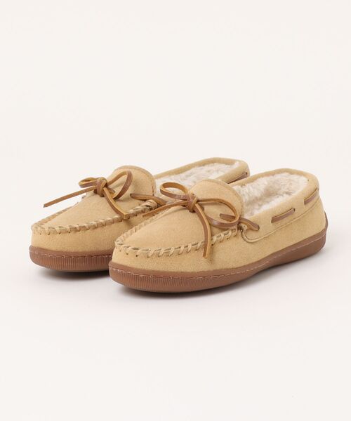 Minnetonka（ミネトンカ）の「MINNETONKA（ミネトンカ） / ボアモカシン PILE LINED HARDSOLE（モカシン/デッキシューズ・レディース・チャコールグレー/ブラウン/タン・8/7）」の3枚目の写真