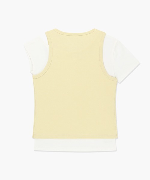 MARITHE + FRANCOIS GIRBAUD(マリテフランソワジルボー)の「W SMALL CLASSIC LOGO ONE SHOULDER LAYERED TEE(Tシャツ/カットソー・レディース・アイボリー/スカイブルー・MEDIUM/SMALL)」の9枚目の写真