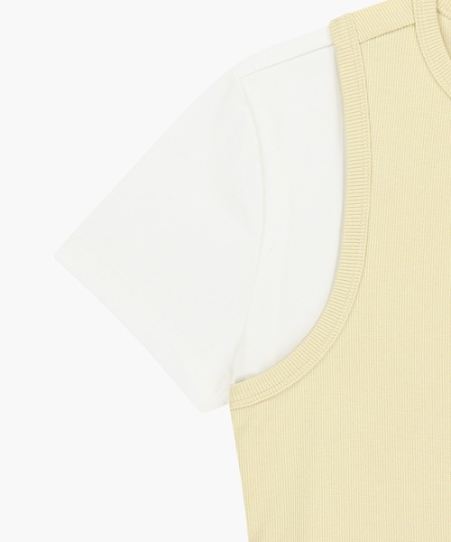 MARITHE + FRANCOIS GIRBAUD(マリテフランソワジルボー)の「W SMALL CLASSIC LOGO ONE SHOULDER LAYERED TEE(Tシャツ/カットソー・レディース・アイボリー/スカイブルー・MEDIUM/SMALL)」の12枚目の写真