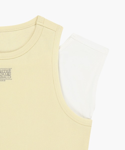 MARITHE + FRANCOIS GIRBAUD(マリテフランソワジルボー)の「W SMALL CLASSIC LOGO ONE SHOULDER LAYERED TEE(Tシャツ/カットソー・レディース・アイボリー/スカイブルー・MEDIUM/SMALL)」の13枚目の写真