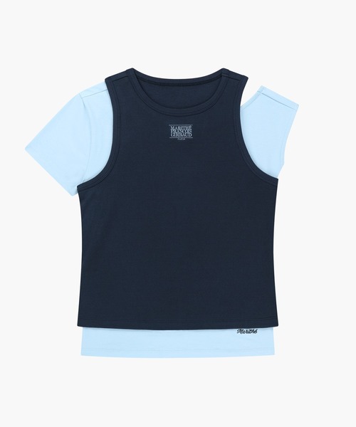 MARITHE + FRANCOIS GIRBAUD(マリテフランソワジルボー)の「W SMALL CLASSIC LOGO ONE SHOULDER LAYERED TEE(Tシャツ/カットソー・レディース・アイボリー/スカイブルー・MEDIUM/SMALL)」の21枚目の写真