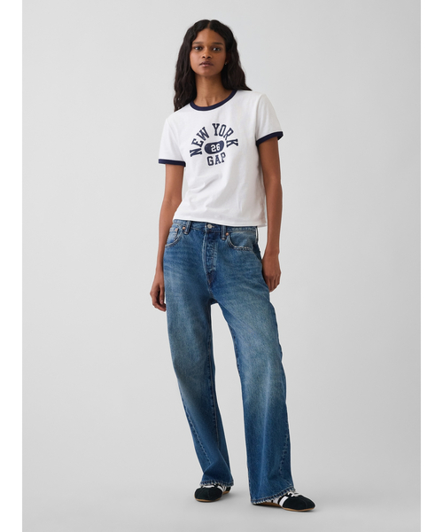 GAP(ギャップ)の「GAP NEW YORKロゴ リンガーTシャツ(Tシャツ/カットソー・レディース・ネイビー/ホワイト・XS/S/M/L/XL/XXS)」の6枚目の写真