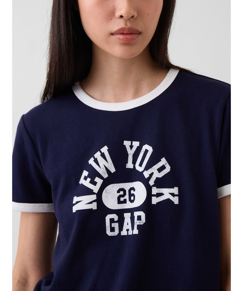 GAP(ギャップ)の「GAP NEW YORKロゴ リンガーTシャツ(Tシャツ/カットソー・レディース・ネイビー/ホワイト・XS/S/M/L/XL/XXS)」の5枚目の写真