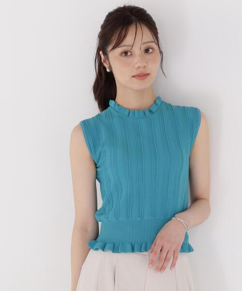 PROPORTION BODY DRESSING(プロポーションボディドレッシング)の「レース編みノースリーブニット / 1216270801(ニット/セーター・レディース・ブラウン/ホワイト系その他/グリーン・FREE)」の4枚目の写真