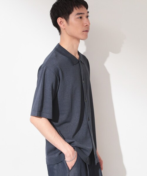 THE SHOP TK (ザ ショップ ティーケー )の「【抗菌防臭/UVカット/洗濯機OK】和紙混 半袖ニットシャツ(ニット/セーター・メンズ・ネイビー/グレー/グレー系その他3/ボルドー・04/03/02)」の7枚目の写真