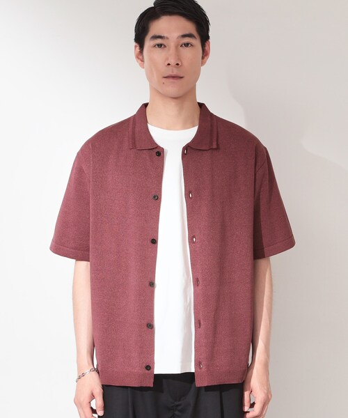 THE SHOP TK (ザ ショップ ティーケー )の「【抗菌防臭/UVカット/洗濯機OK】和紙混 半袖ニットシャツ(ニット/セーター・メンズ・ネイビー/グレー/グレー系その他3/ボルドー・04/03/02)」の5枚目の写真