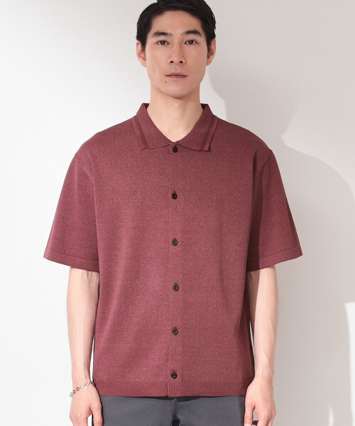 THE SHOP TK (ザ ショップ ティーケー )の「【抗菌防臭/UVカット/洗濯機OK】和紙混 半袖ニットシャツ(ニット/セーター・メンズ・ネイビー/グレー/グレー系その他3/ボルドー・04/03/02)」の6枚目の写真