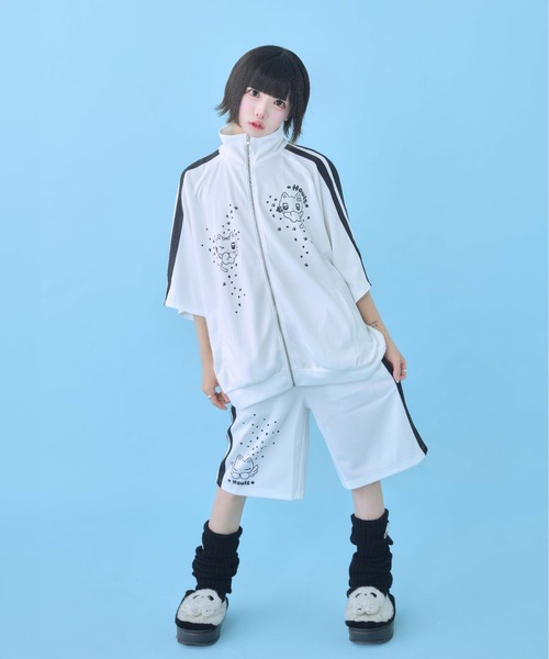 にゃんこ顔文字半袖ジャージセットアップ（ジャージ）｜Hauls