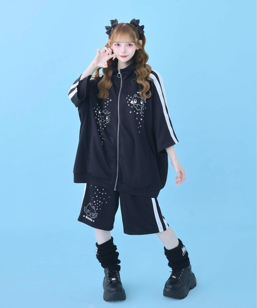 にゃんこ顔文字半袖ジャージセットアップ（ジャージ）｜Hauls