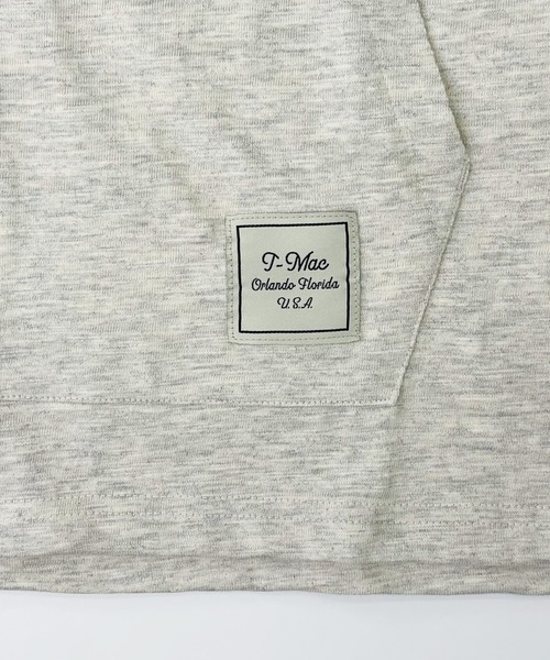T-MAC OUTING(ティーマック アウティング)の「【T-MAC】スラブ天竺 ワンポイントFOXワッペン刺繍 5分袖ジップパーカー(パーカー・メンズ・ブラック/オートミール・LL/L/M)」の12枚目の写真