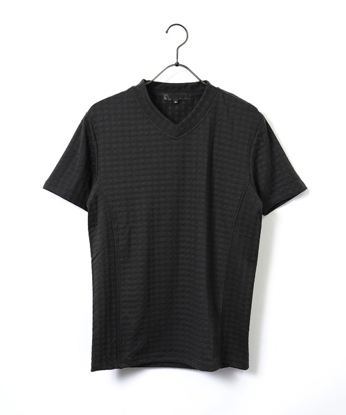 jiggys shop(ジギーズショップ)の「ダイヤジャガード Vネック スリムフィット ストレッチ 半袖Tシャツ カットソー(Tシャツ/カットソー・メンズ・ホワイト/チャコールグレー/ブラック/ネイビー/ブラウン・MEDIUM/LARGE/X-LARGE)」の12枚目の写真