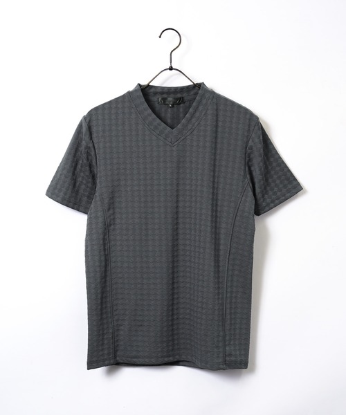 jiggys shop(ジギーズショップ)の「ダイヤジャガード Vネック スリムフィット ストレッチ 半袖Tシャツ カットソー(Tシャツ/カットソー・メンズ・ホワイト/チャコールグレー/ブラック/ネイビー/ブラウン・MEDIUM/LARGE/X-LARGE)」の16枚目の写真