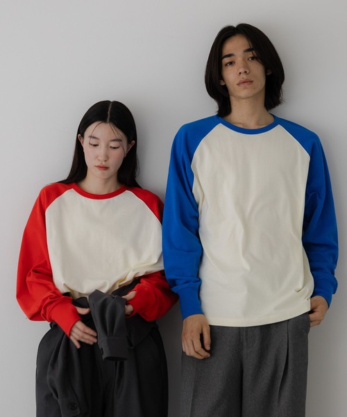 LOWRYS FARM(ローリーズファーム)の「【LFM(U)】USAコットンラグランTLS 1056209(Tシャツ/カットソー・メンズ・レッド/ブラウン/ブルー・MEDIUM/LARGE)」の2枚目の写真