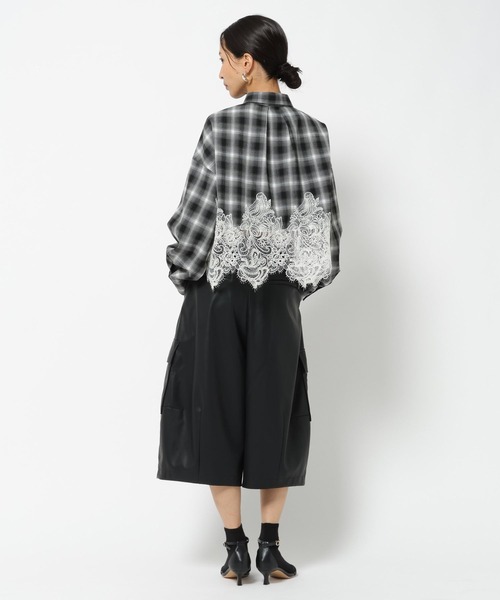 BAYFLOW(ベイフロー)の「【HEREIAM】レースコンビチェックシャツ(シャツ/ブラウス・レディース・ブラック系/ブラウン系・FREE)」の5枚目の写真