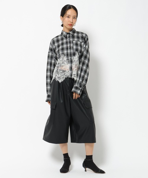 BAYFLOW(ベイフロー)の「【HEREIAM】レースコンビチェックシャツ(シャツ/ブラウス・レディース・ブラック系/ブラウン系・FREE)」の6枚目の写真