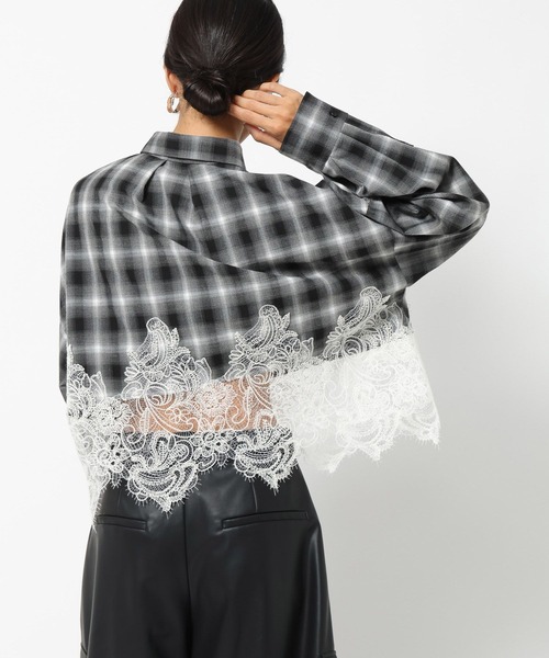 BAYFLOW(ベイフロー)の「【HEREIAM】レースコンビチェックシャツ(シャツ/ブラウス・レディース・ブラック系/ブラウン系・FREE)」の9枚目の写真