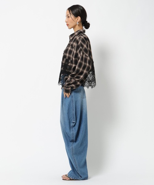 BAYFLOW(ベイフロー)の「【HEREIAM】レースコンビチェックシャツ(シャツ/ブラウス・レディース・ブラック系/ブラウン系・FREE)」の13枚目の写真