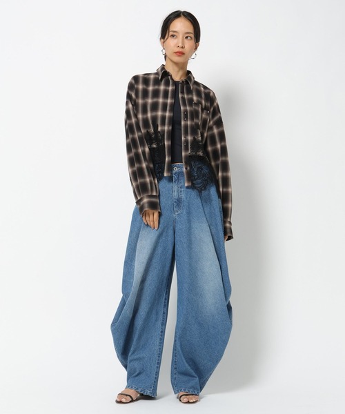 BAYFLOW(ベイフロー)の「【HEREIAM】レースコンビチェックシャツ(シャツ/ブラウス・レディース・ブラック系/ブラウン系・FREE)」の16枚目の写真