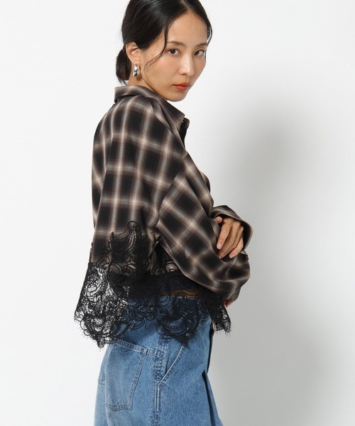 BAYFLOW(ベイフロー)の「【HEREIAM】レースコンビチェックシャツ(シャツ/ブラウス・レディース・ブラック系/ブラウン系・FREE)」の18枚目の写真
