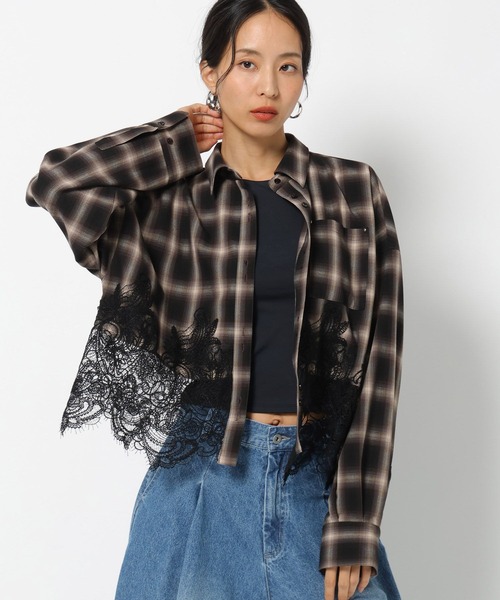 BAYFLOW(ベイフロー)の「【HEREIAM】レースコンビチェックシャツ(シャツ/ブラウス・レディース・ブラック系/ブラウン系・FREE)」の19枚目の写真