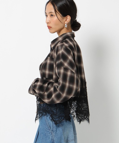 BAYFLOW(ベイフロー)の「【HEREIAM】レースコンビチェックシャツ(シャツ/ブラウス・レディース・ブラック系/ブラウン系・FREE)」の21枚目の写真