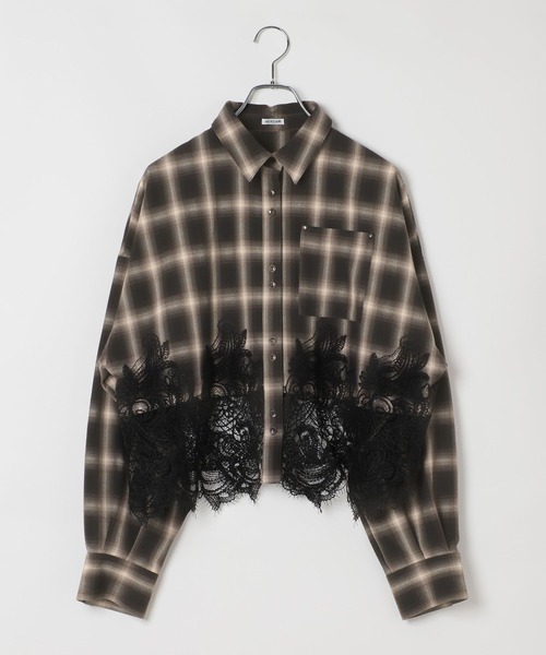 BAYFLOW(ベイフロー)の「【HEREIAM】レースコンビチェックシャツ(シャツ/ブラウス・レディース・ブラック系/ブラウン系・FREE)」の22枚目の写真