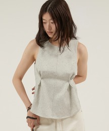 【LA PEAU DE GEM】 tuck c/n tops / タッククルーネックトップス