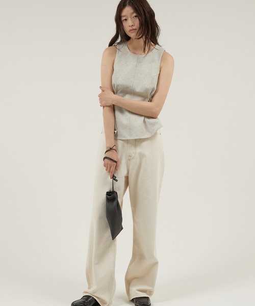 LA PEAU DE GEM(ラポドゥジェム)の「【LA PEAU DE GEM】 tuck c/n tops / タッククルーネックトップス(その他トップス・レディース・ブラウン/ベージュ・FREE)」の6枚目の写真