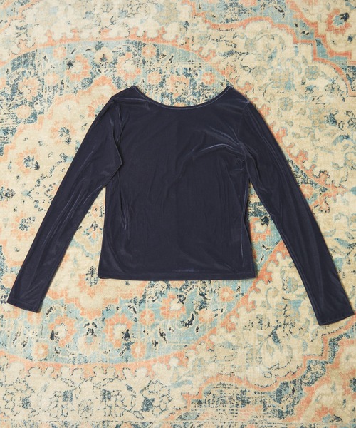 archives（アルシーヴ）の「シアーベロアカットＴＯＰＳ（Tシャツ/カットソー・レディース・グレイッシュベージュ/ネイビー/アイボリー/ブラウン・MEDIUM）」の4枚目の写真
