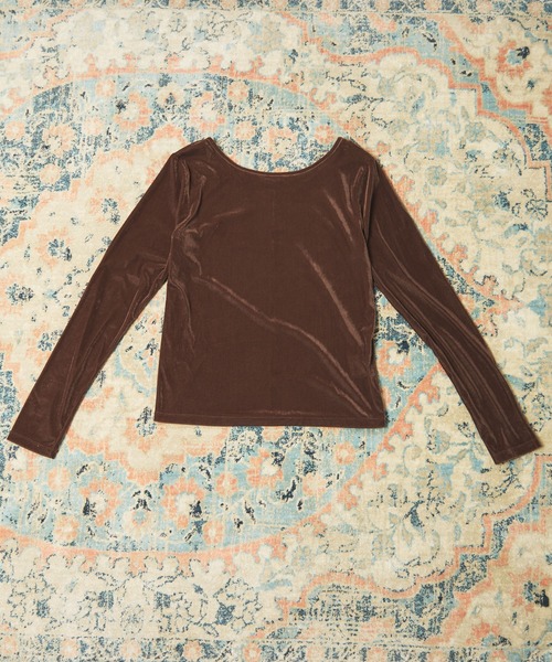 archives（アルシーヴ）の「シアーベロアカットＴＯＰＳ（Tシャツ/カットソー・レディース・グレイッシュベージュ/ネイビー/アイボリー/ブラウン・MEDIUM）」の2枚目の写真
