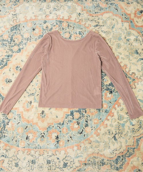 archives（アルシーヴ）の「シアーベロアカットＴＯＰＳ（Tシャツ/カットソー・レディース・グレイッシュベージュ/ネイビー/アイボリー/ブラウン・MEDIUM）」の3枚目の写真