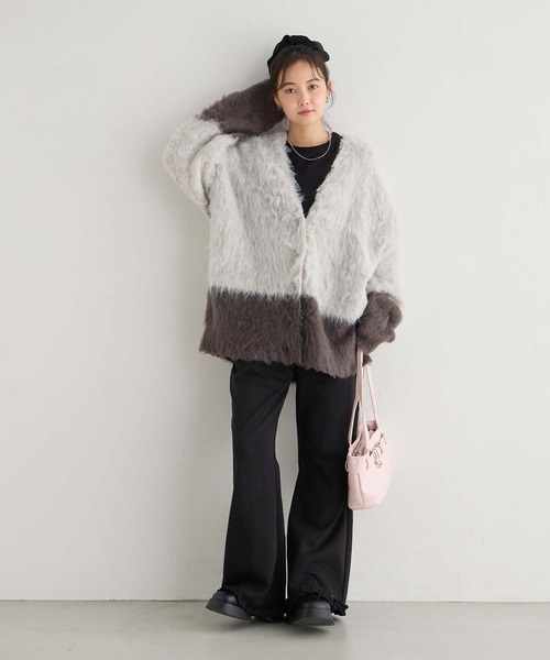 forksy.（フォルクシー）の「【forksy.】<エブリデイシリーズ>フリルヘム ダンボール イージーフレアパンツ（スウェットパンツ・レディース・チャコールグレー/ダークブラウン/ブラック/ライトピンク/杢グレー/アイボリー・M/L）」の16枚目の写真