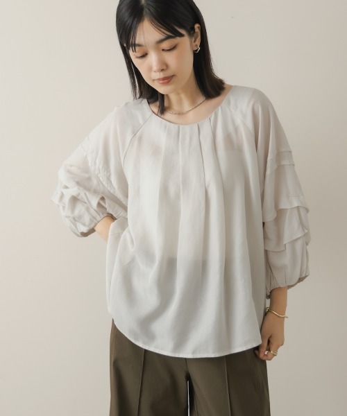 Bou Jeloud(ブージュルード)の「ホイップタックスリーブブラウス(シャツ/ブラウス・レディース・ブラック/ブラウン/グレイッシュベージュ・FREE)」の14枚目の写真