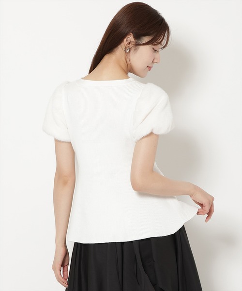 WILLSELECTION(ウィルセレクション)の「ファースリーブペプラムニットカーディガン(カーディガン/ボレロ・レディース・ブラック/ダークブラウン/ベージュ/オフホワイト/ピンク/ボルドー・FREE)」の8枚目の写真