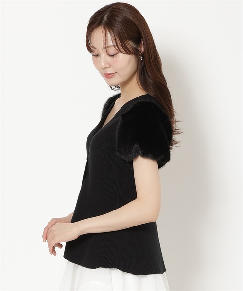 WILLSELECTION(ウィルセレクション)の「ファースリーブペプラムニットカーディガン(カーディガン/ボレロ・レディース・ブラック/ダークブラウン/ベージュ/オフホワイト/ピンク/ボルドー・FREE)」の15枚目の写真