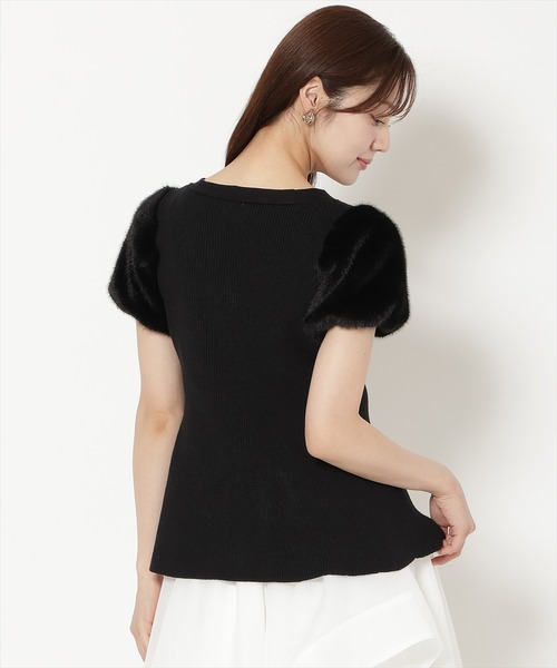 WILLSELECTION(ウィルセレクション)の「ファースリーブペプラムニットカーディガン(カーディガン/ボレロ・レディース・ブラック/ダークブラウン/ベージュ/オフホワイト/ピンク/ボルドー・FREE)」の16枚目の写真