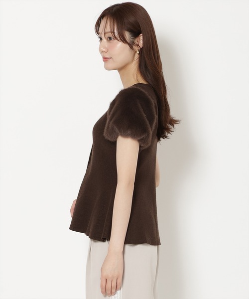 WILLSELECTION(ウィルセレクション)の「ファースリーブペプラムニットカーディガン(カーディガン/ボレロ・レディース・ブラック/ダークブラウン/ベージュ/オフホワイト/ピンク/ボルドー・FREE)」の22枚目の写真