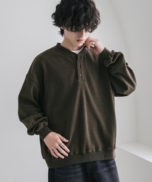 Rocky Monroe（ロッキーモンロー）の「カットコーデュロイ・スエード長袖ヘンリーネックTシャツ トレーナー（スウェット）」