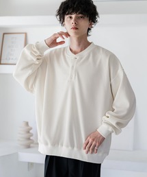カットコーデュロイ・スエード長袖ヘンリーネックTシャツ/トレーナー