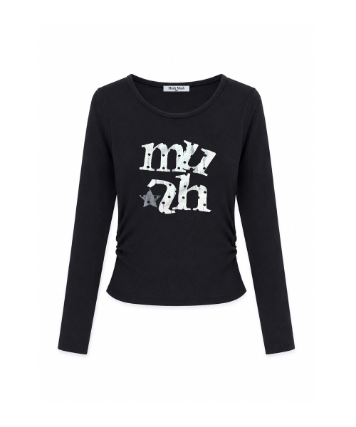 muahmuah（ムーアムーア）の「ドットスター シャーリング ロングスリーブ [ブラック]（Tシャツ/カットソー・レディース・その他・FREE）」の3枚目の写真