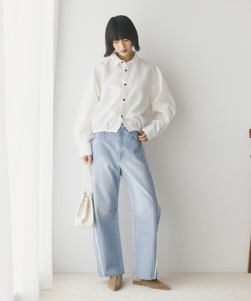 FREAK'S STORE(フリークスストア)の「Firsthand/ファーストハンド サイドフリンジ カーヴィーデニム【限定展開】(デニムパンツ・レディース・ネイビー/ブラック/サックスブルー・X-SMALL/SMALL/MEDIUM)」の13枚目の写真